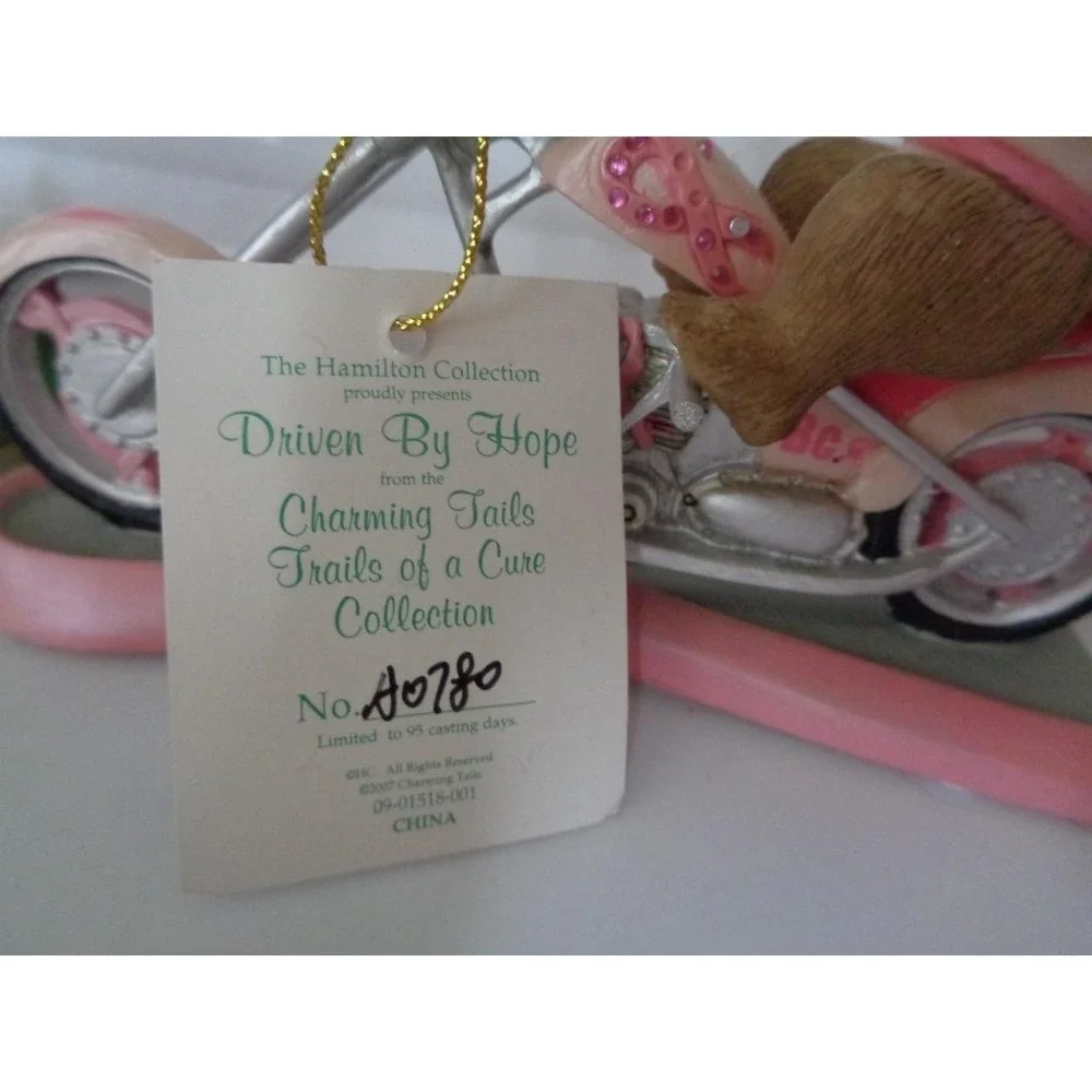 Fitz & Floyd Charming Tails Driven by Hope Breast Cancer Ribbon Mouse Figurine